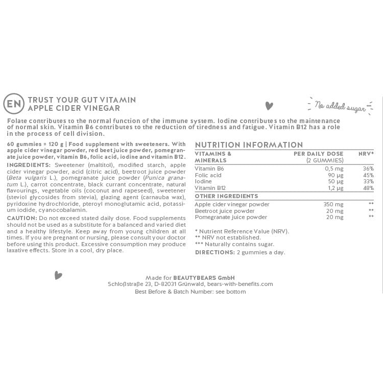 Ingredients list for the Trust Your Gut - Apple cider vinegar for gut health