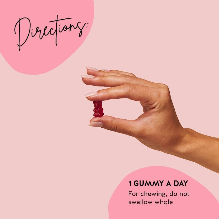 Consumption directions for our Ah-mazing vitamins for hair. 1 gummy a day.