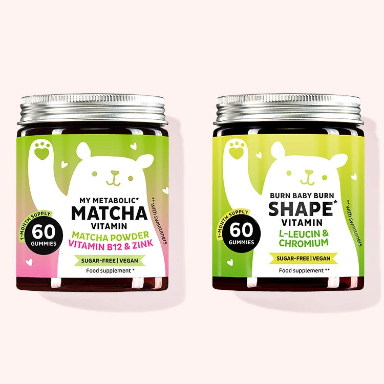 Green up your life gummy vitamins duo pack from Bears with Benefits with matcha powder, l-leucin, chromium, zink and vitamin b12 for fast metabolism and body shape.