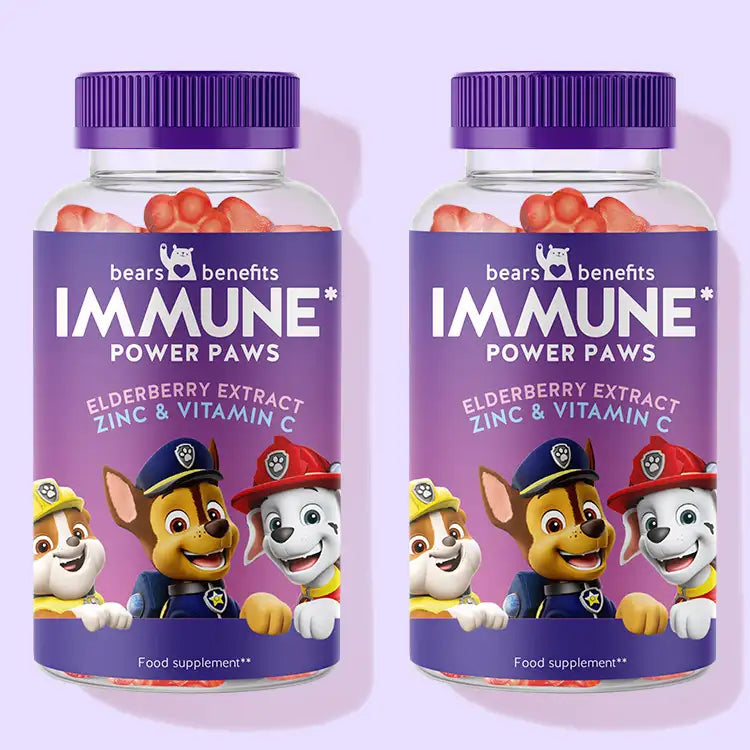 2-month treatment of Immune Power Paws vitamins with elderberry to promote a strong immune system in children. 