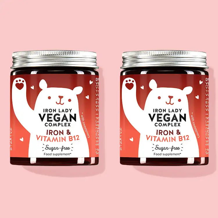 2-month treatment of Iron Lady Vegan Complex vitamins with iron and vitamin B12 to support iron supply in the body. 