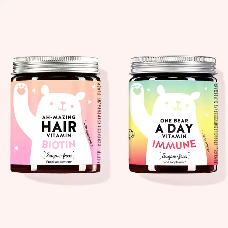 Product images of the 2 different vitamins included in the Hair and Health duo for the nourishment of the hair and body.