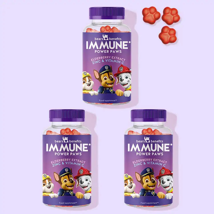 3-month treatment of Immune Power Paws vitamins with elderberry to promote a strong immune system in children. 