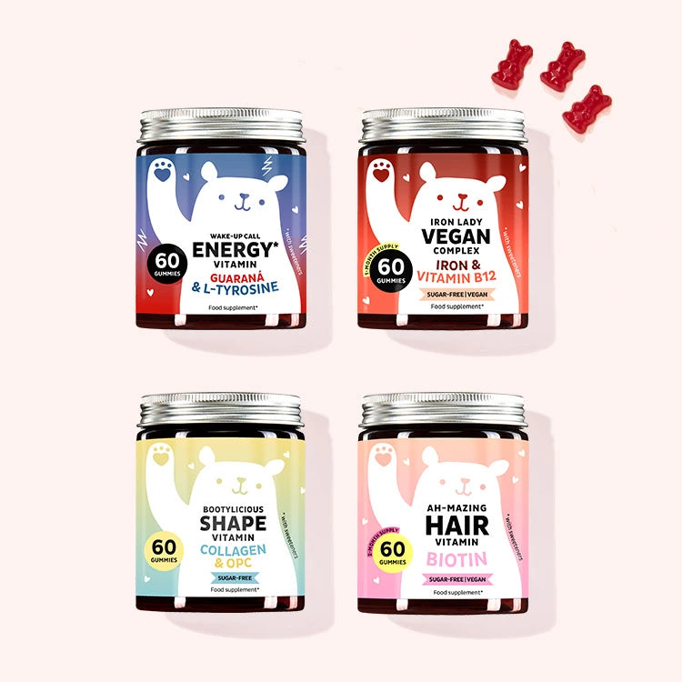 Product images of the 4 different vitamins included in the Strong and Beautiful Routine bundle to support your health and beauty to help you face each day with energy, strength and confidence.