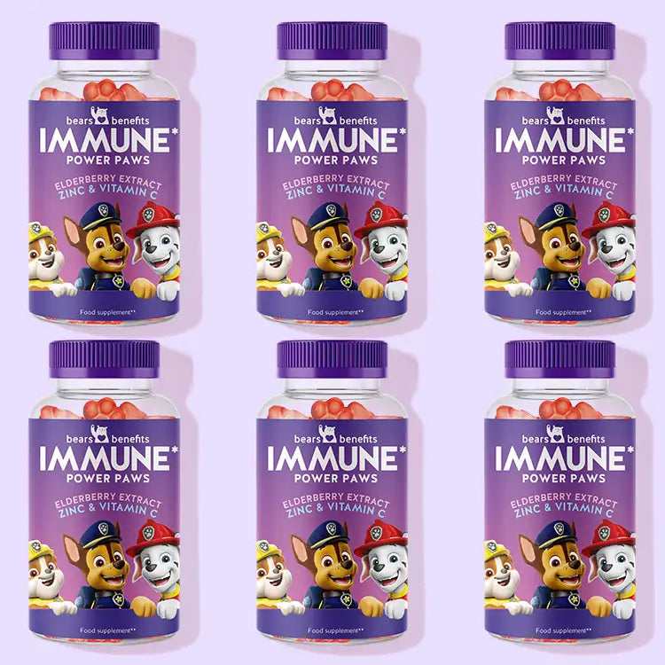 6-month treatment of Immune Power Paws vitamins with elderberry to promote a strong immune system in children. 