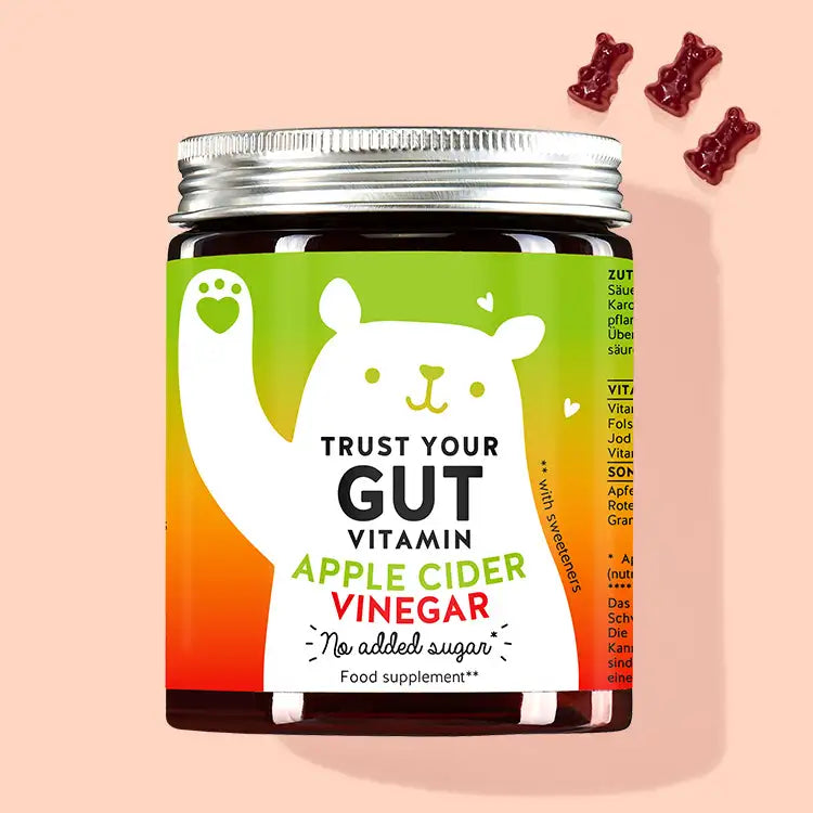 Product picture of Trust Your Gut vitamins with apple cider vinegar to naturally support your wellbeing and digestion. 