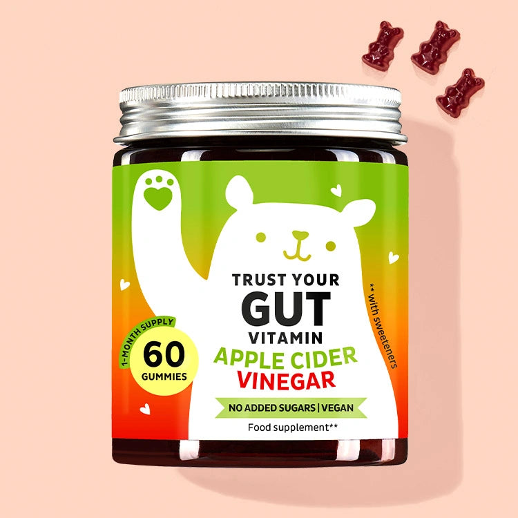 Product picture of Trust Your Gut vitamins with apple cider vinegar to naturally support your wellbeing and digestion. 